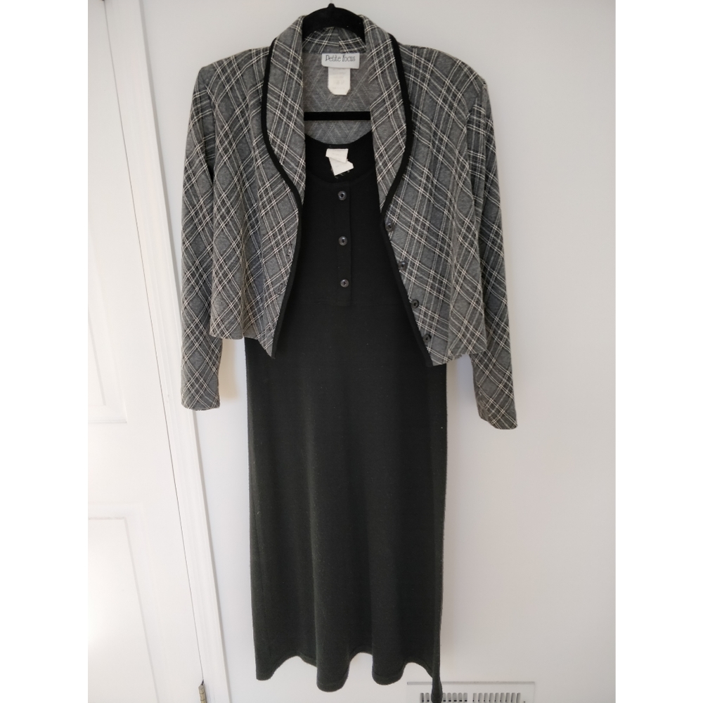 Grey/Black Plaid Skirt Set